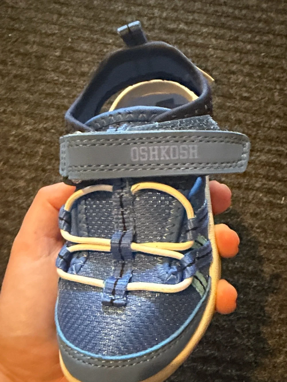 OshKosh B'gosh Navy and Light Blue Kids Sneakers with Hook-and-Loop Strap